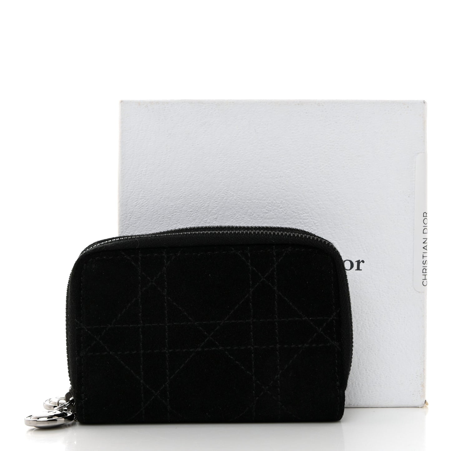 Suede Cannage 6 Key Holder Coin Wallet Black