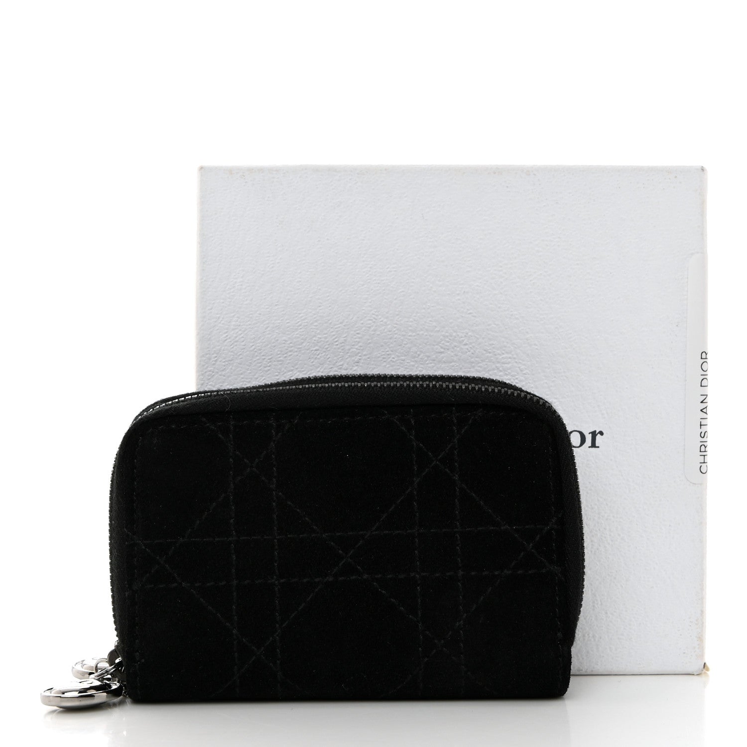 Christian Dior Suede Cannage 6 Key Holder Coin Wallet Black 11 of 11