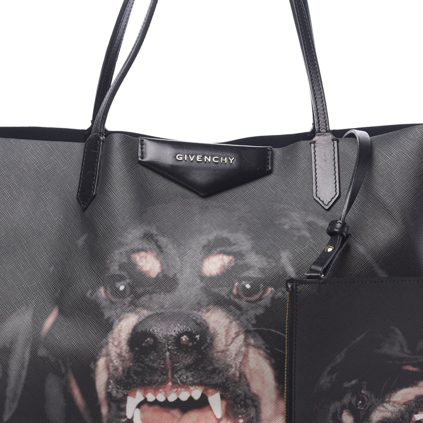 Textured Coated Canvas Rottweiler Pint Large Antigona Tote Black