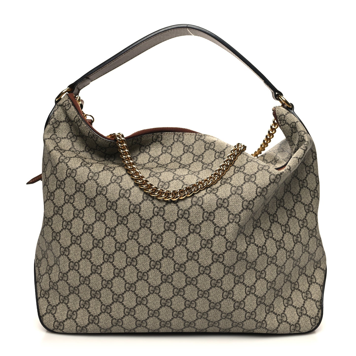 GG Supreme Monogram Large Linea A Hobo Light Brown