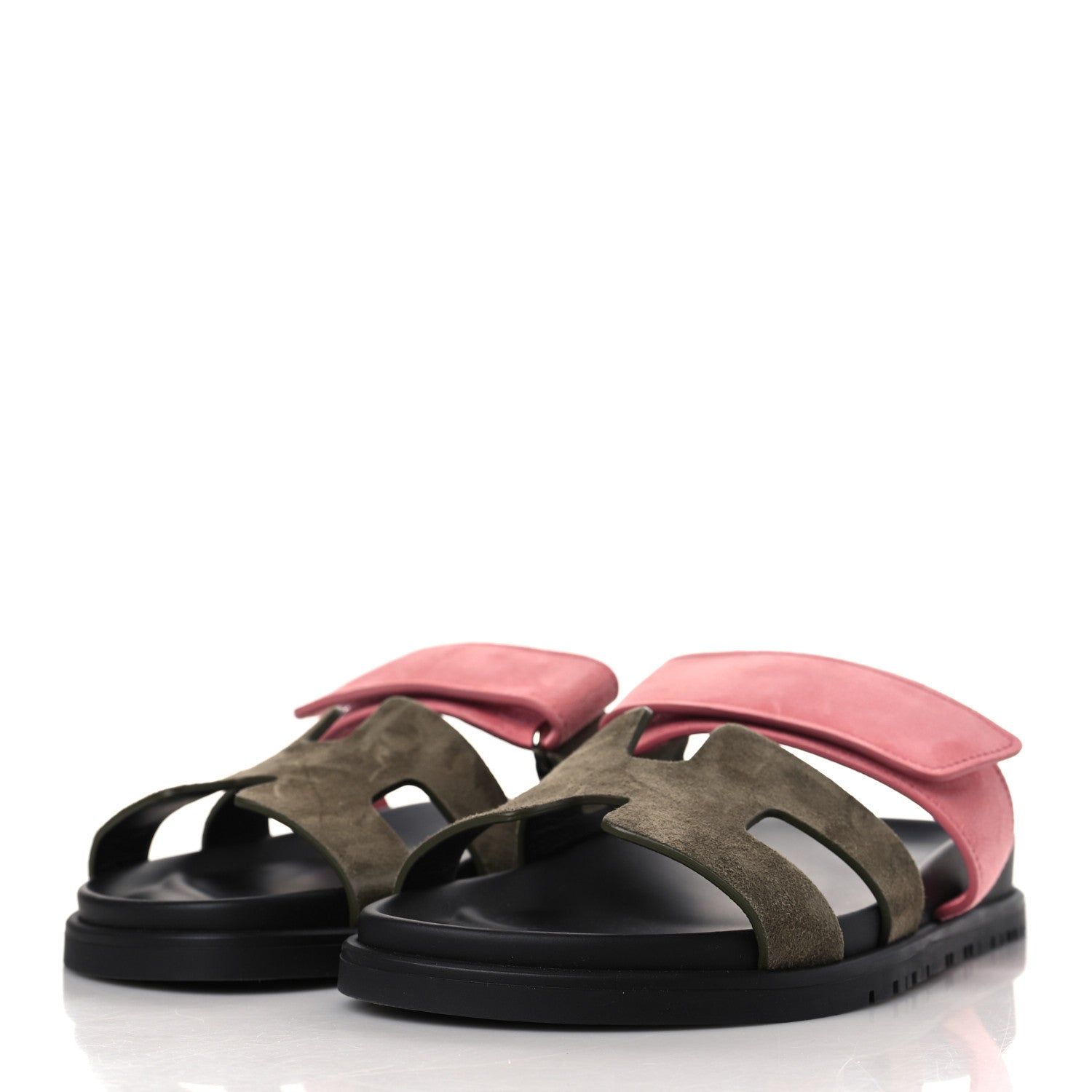 Hermes Suede Goatskin Womens Chypre Sandals 38 Toundra Rose Du Desert 3 of 9