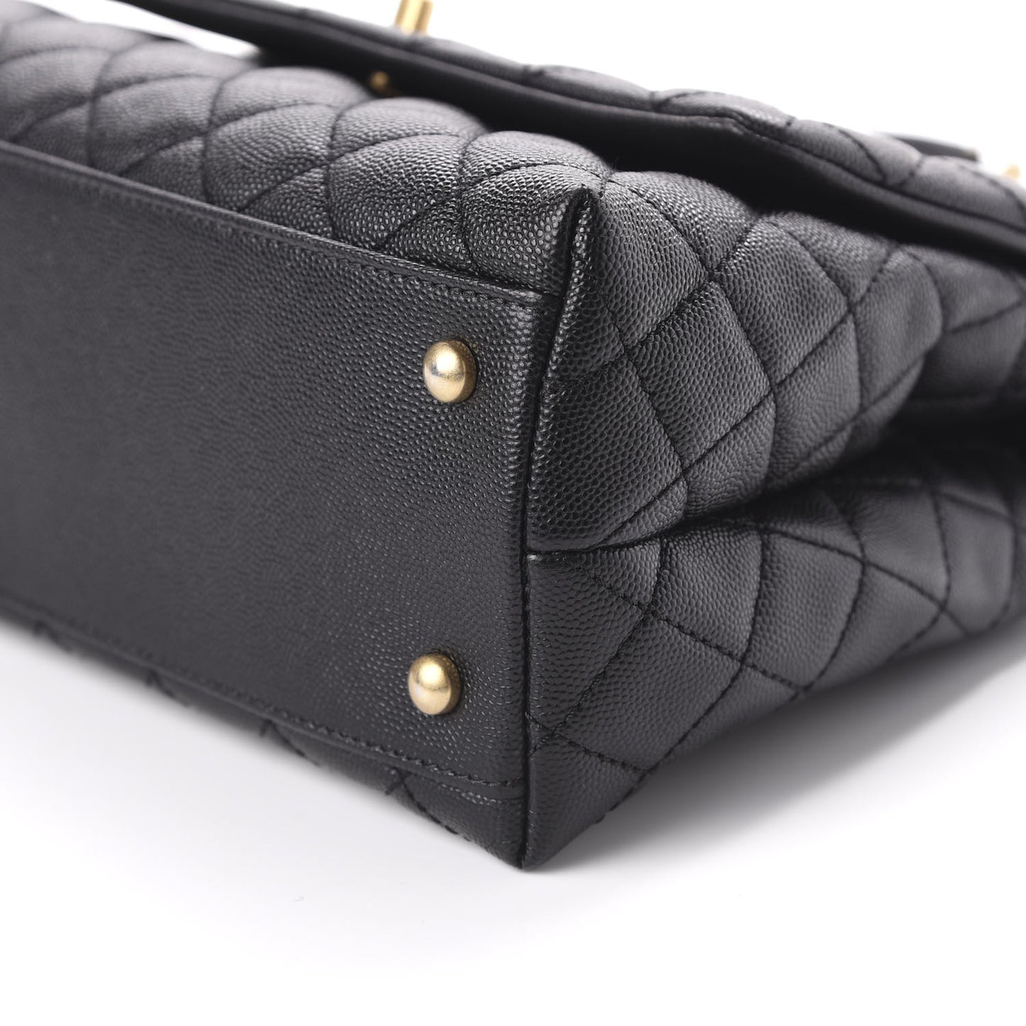 Caviar Lizard Embossed Quilted Small Coco Handle Flap Black