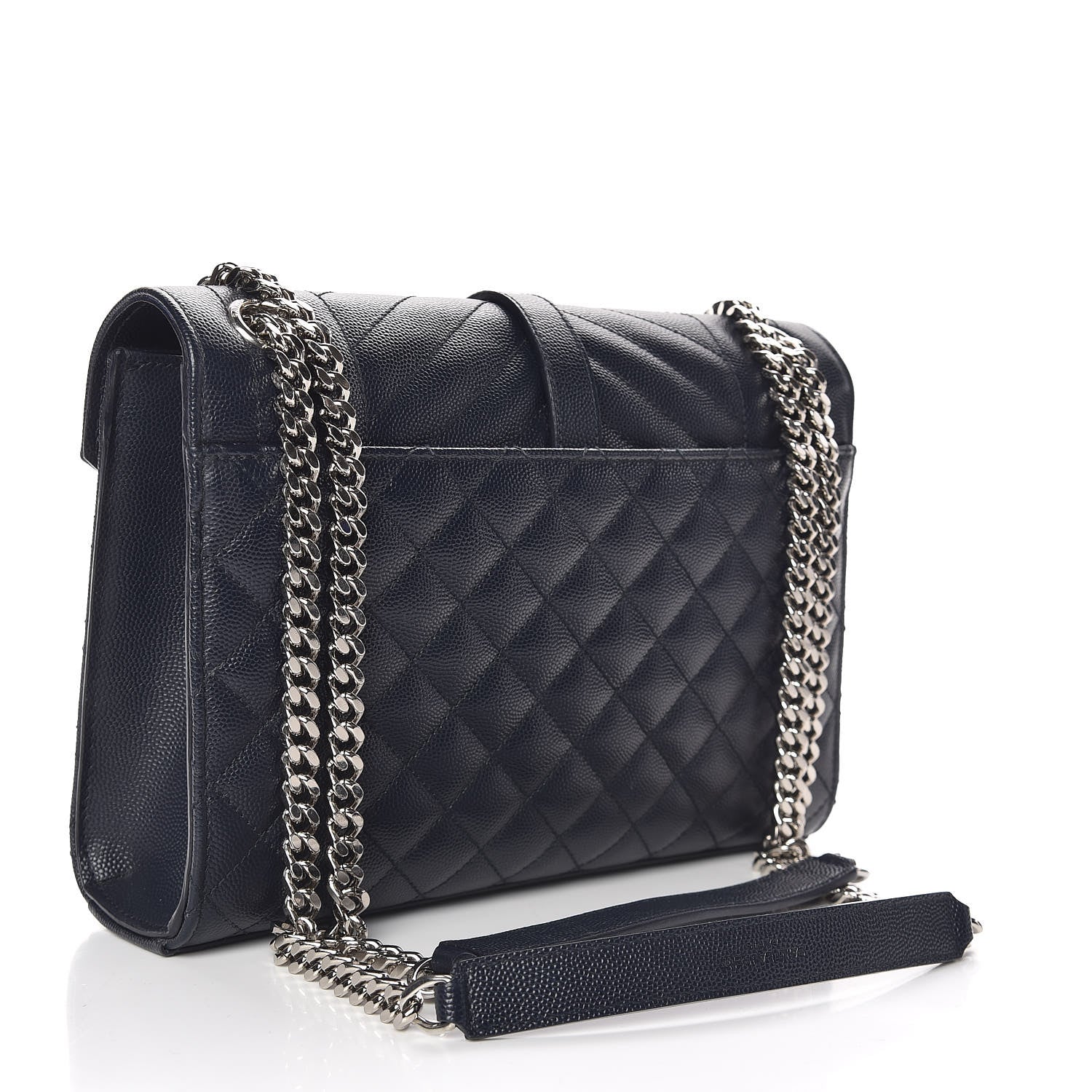 Saint Laurent Grain De Poudre Textured Mixed Matelasse Triquilt Medium Monogram Satchel Deep Marine 3 of 10