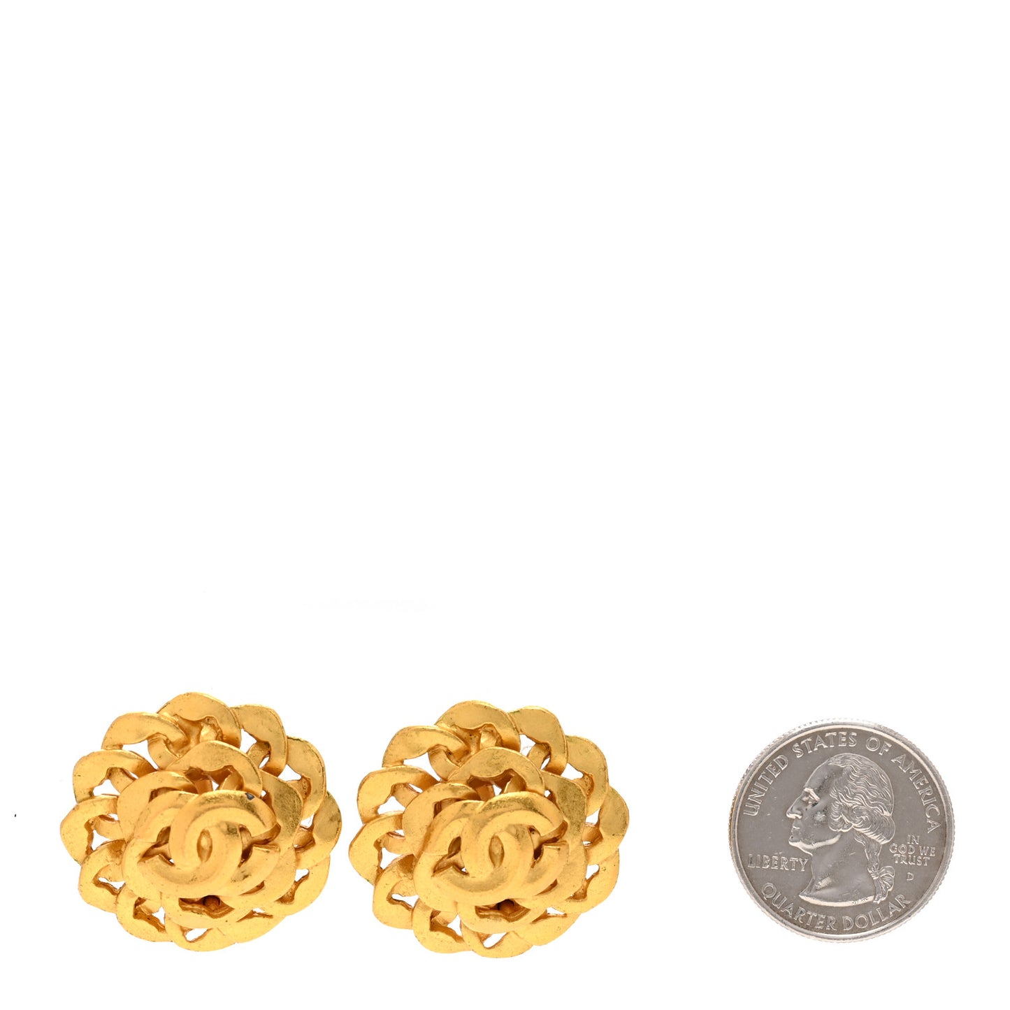 Metal CC Woven Chain Clip On Earrings Gold