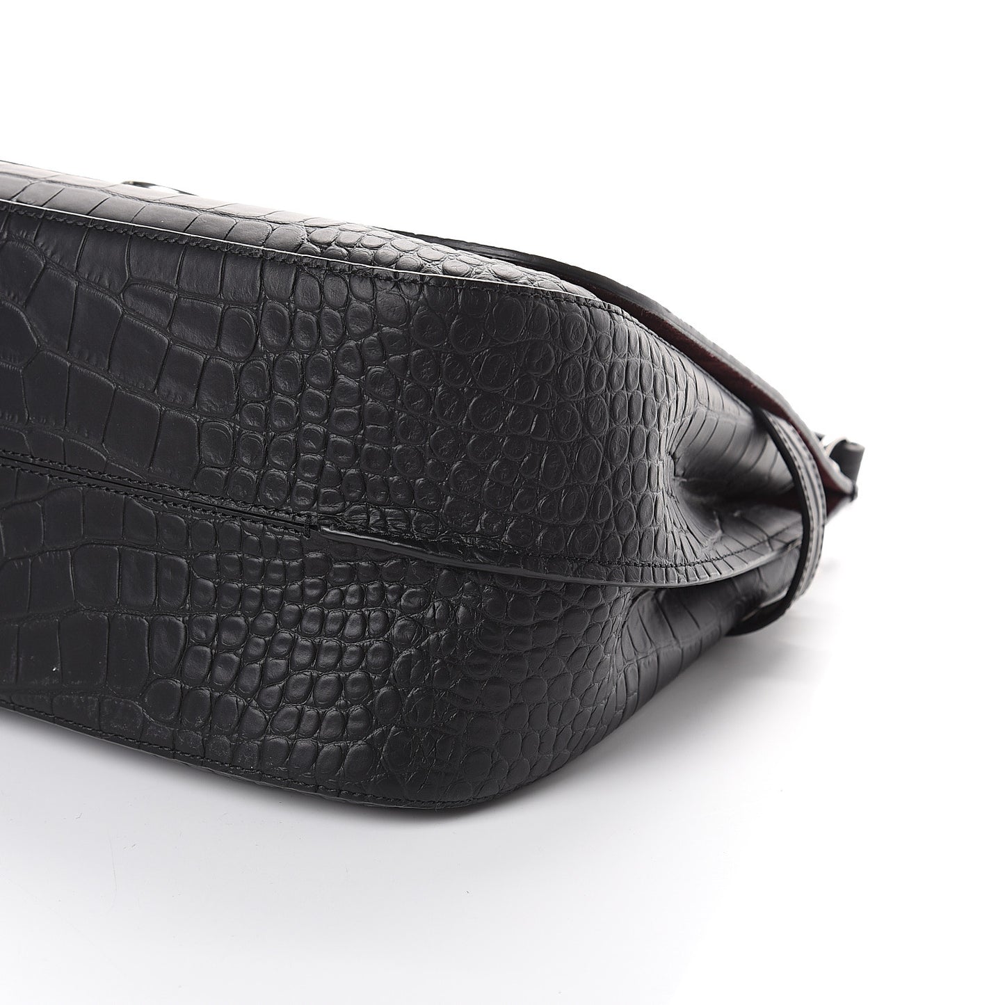 Calfskin Crocodile Embossed Amberley Satchel Black