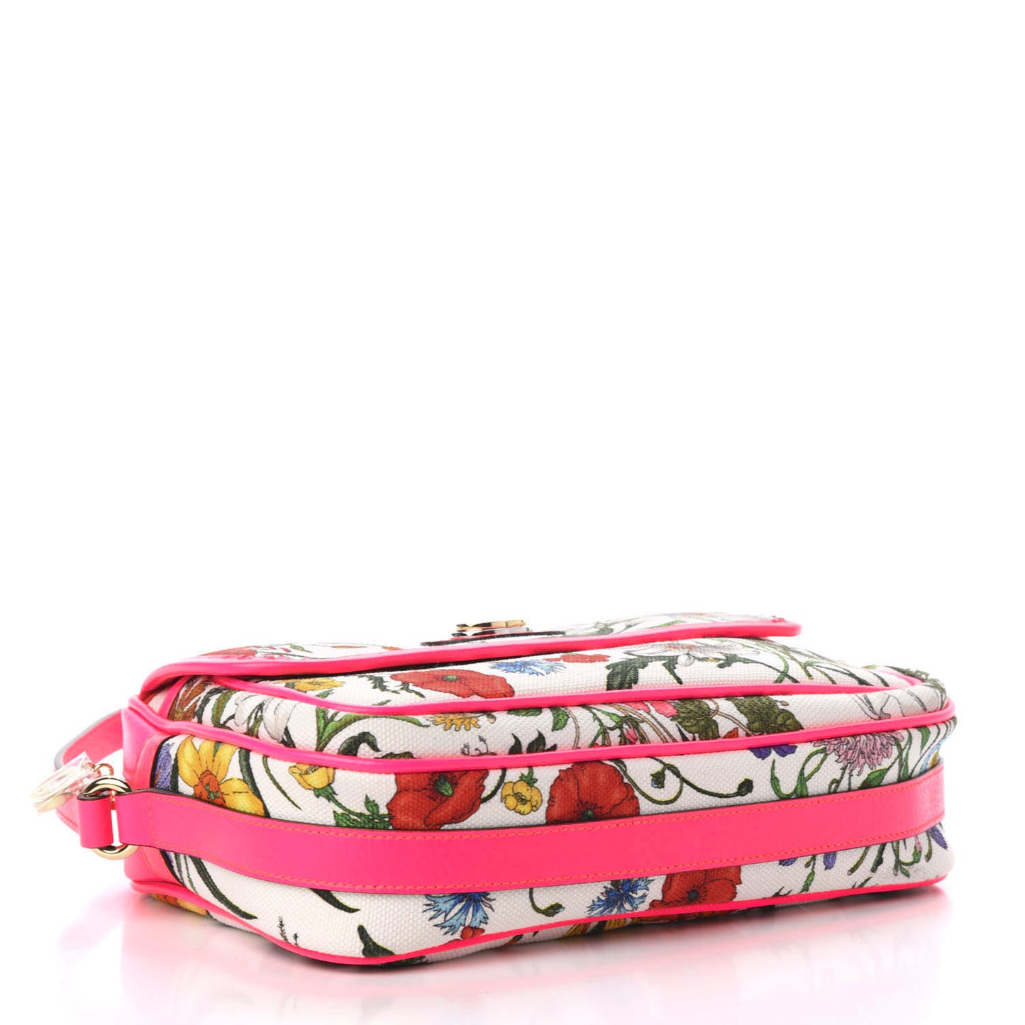 Canvas Flora Floral Shoulder Bag White Fuchsia Fluo