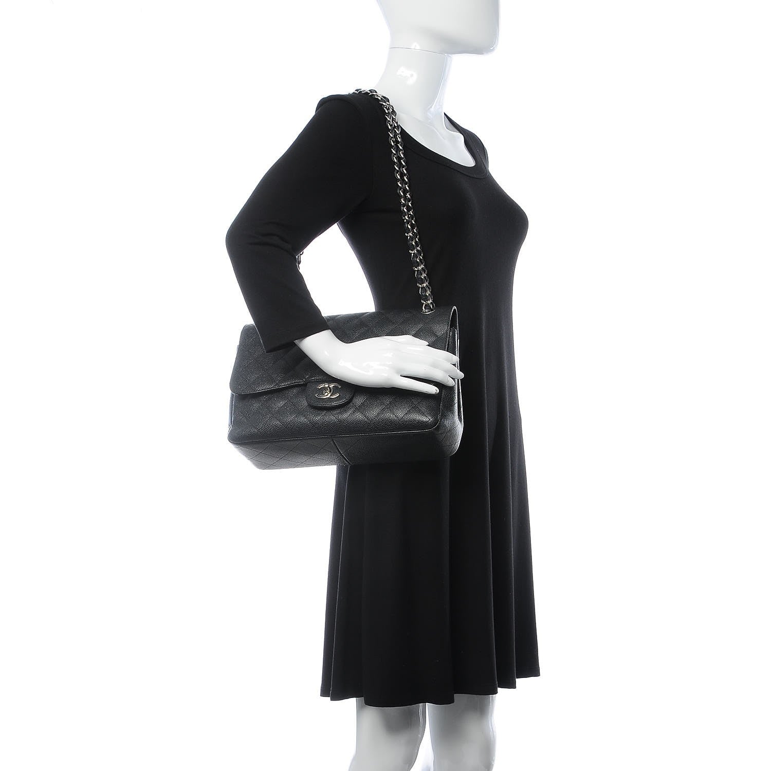 Chanel Caviar Quilted Jumbo Double Flap Black 2 of 12