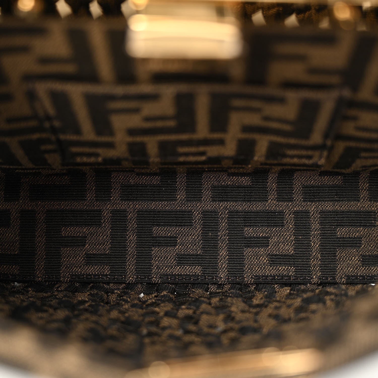 Fendi Fabric Jacquard FF 1974 Woven Knotted Mini Peekaboo Iconic Satchel Tobacco Moro 6 of 9