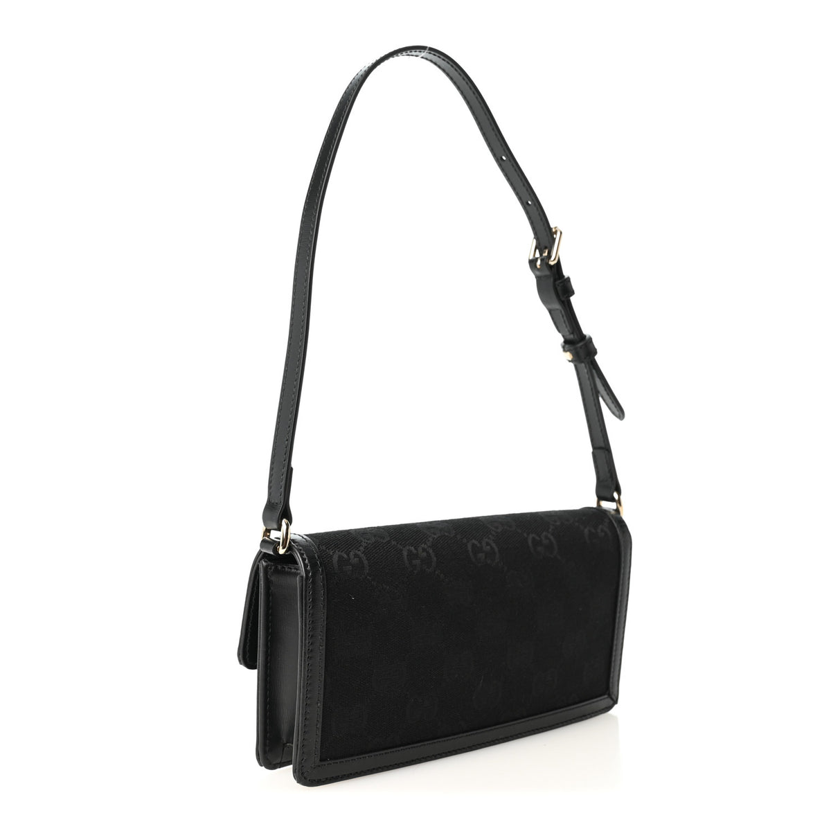 GG Monogram Textured Dollar Calfskin Small Luce Shoulder Bag Black