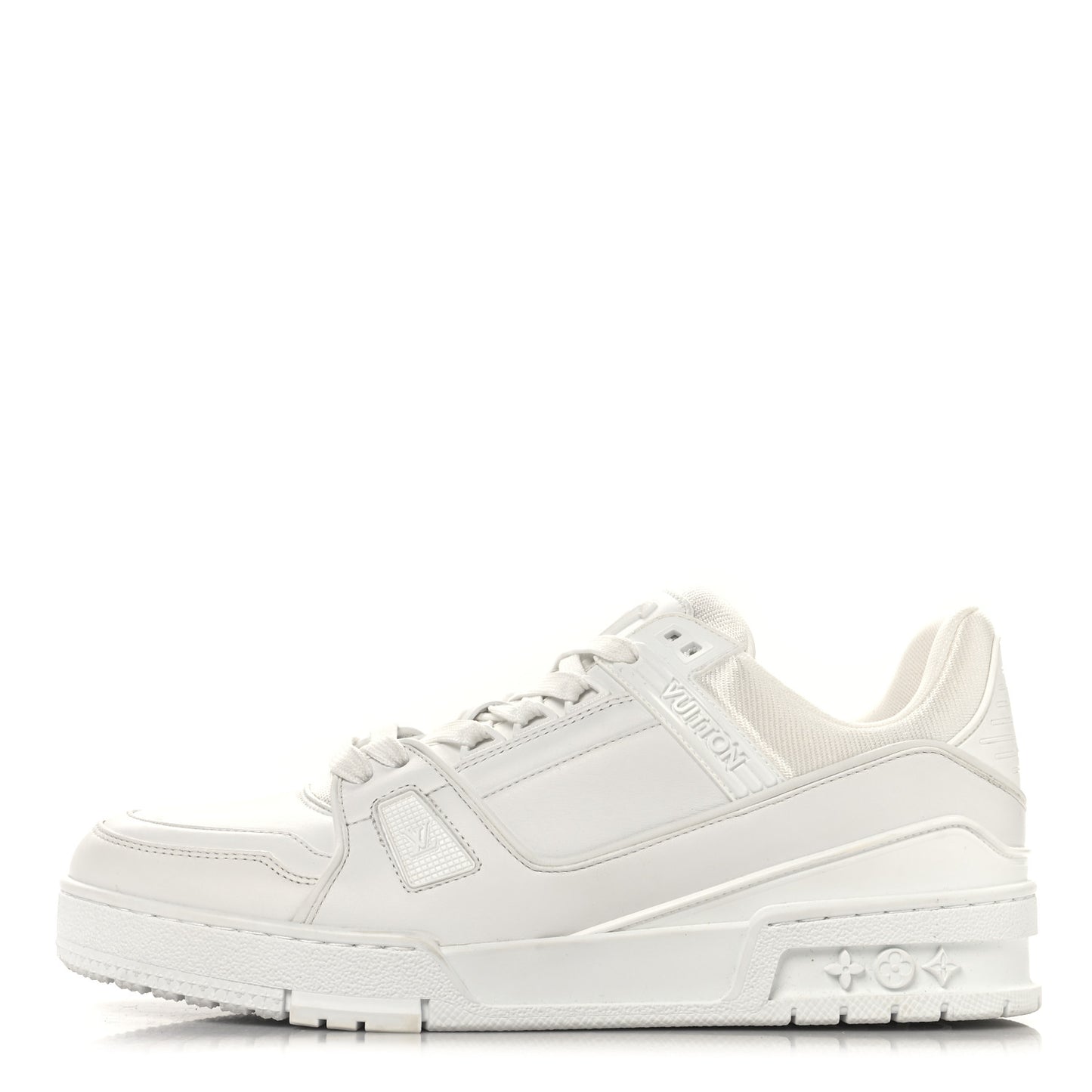 Calfskin Womens LV Trainer Sneakers 39.5 White