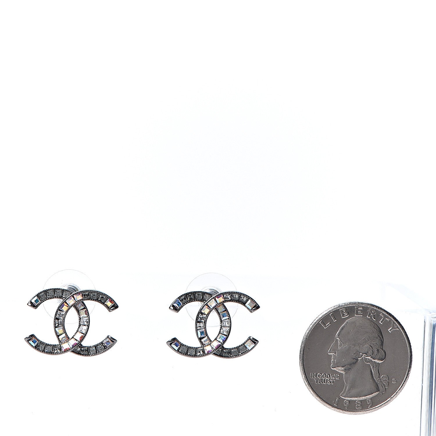 Chanel Crystal Baguette CC Earrings 2 of 5