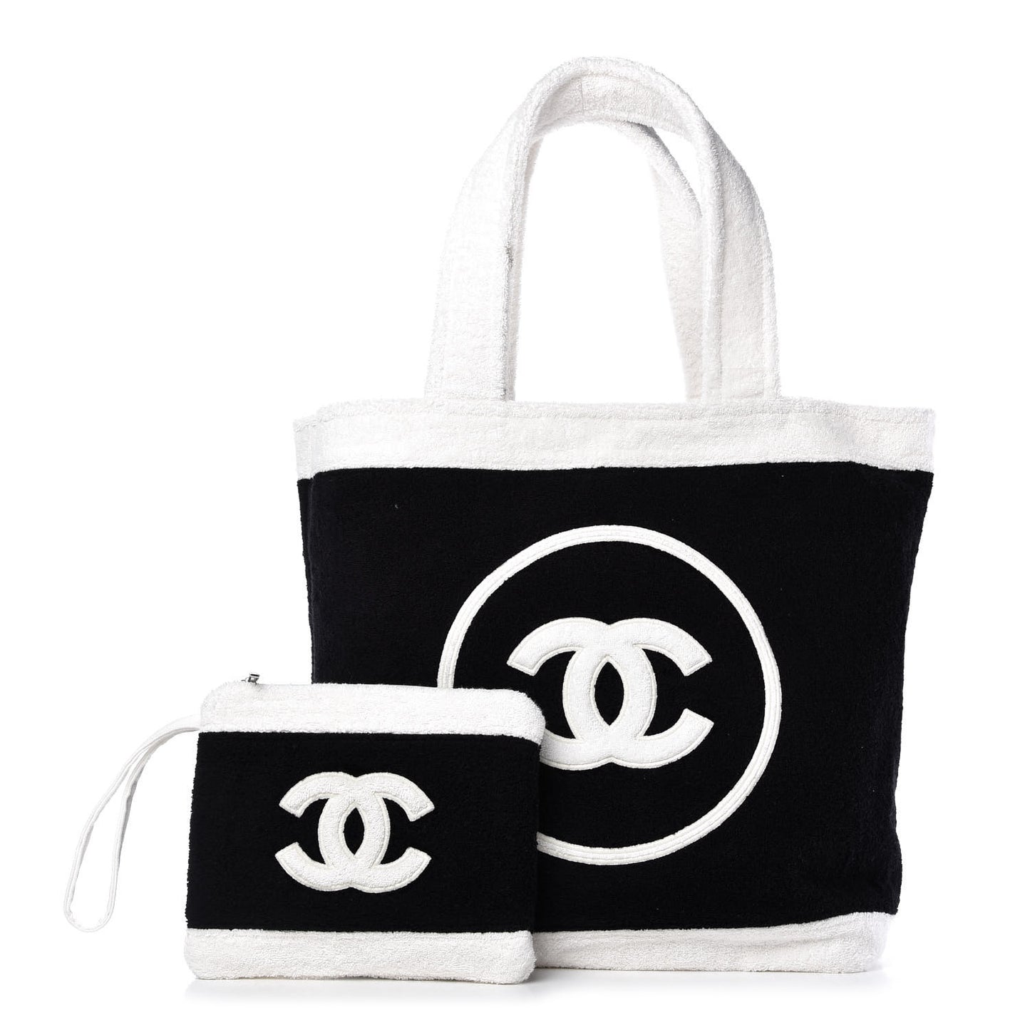 Terry Cotton CC Beach Tote Towel Set Black White