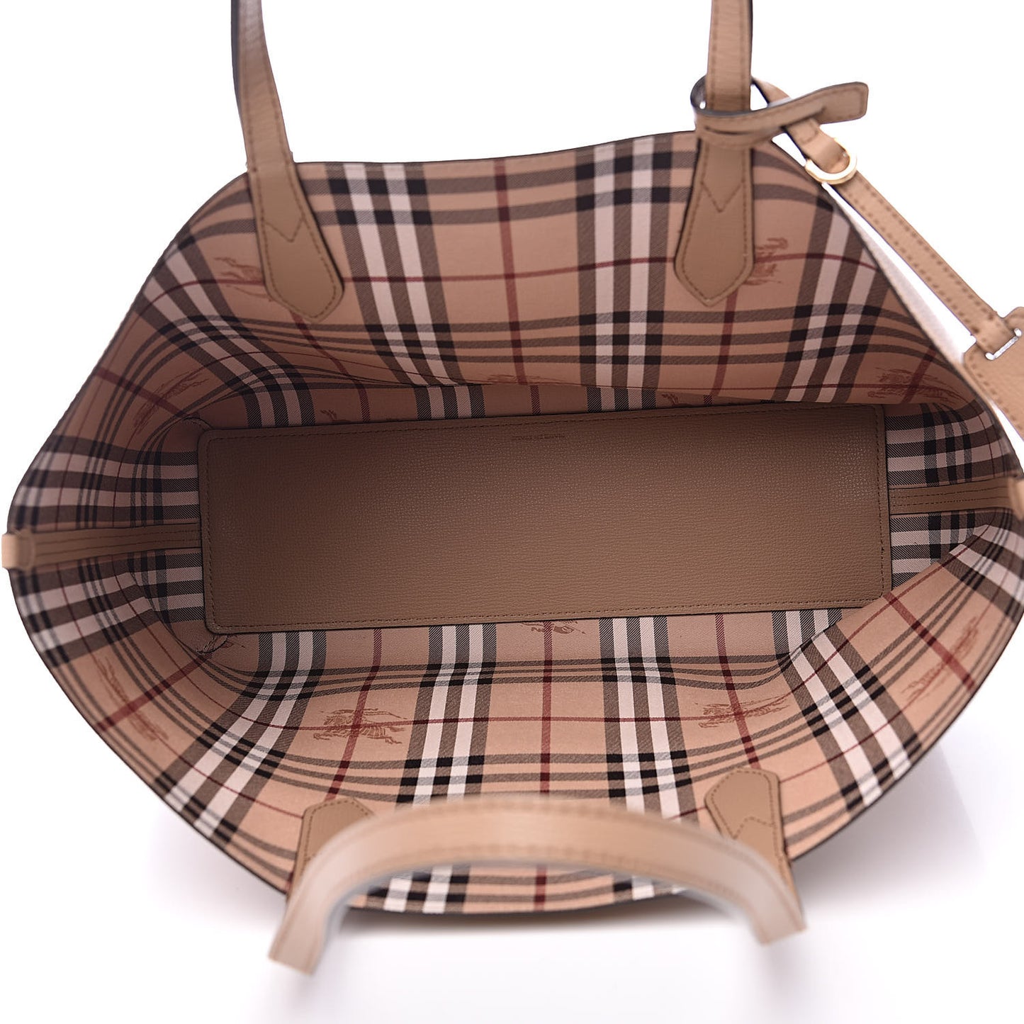 Grainy Calfskin Haymarket Check Medium Reversible Tote Camel