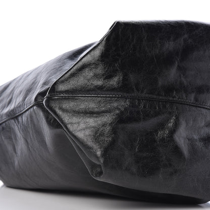Saint Laurent Cracked Shiny Calfskin Teddy Drawstring Bag Black 8 of 9