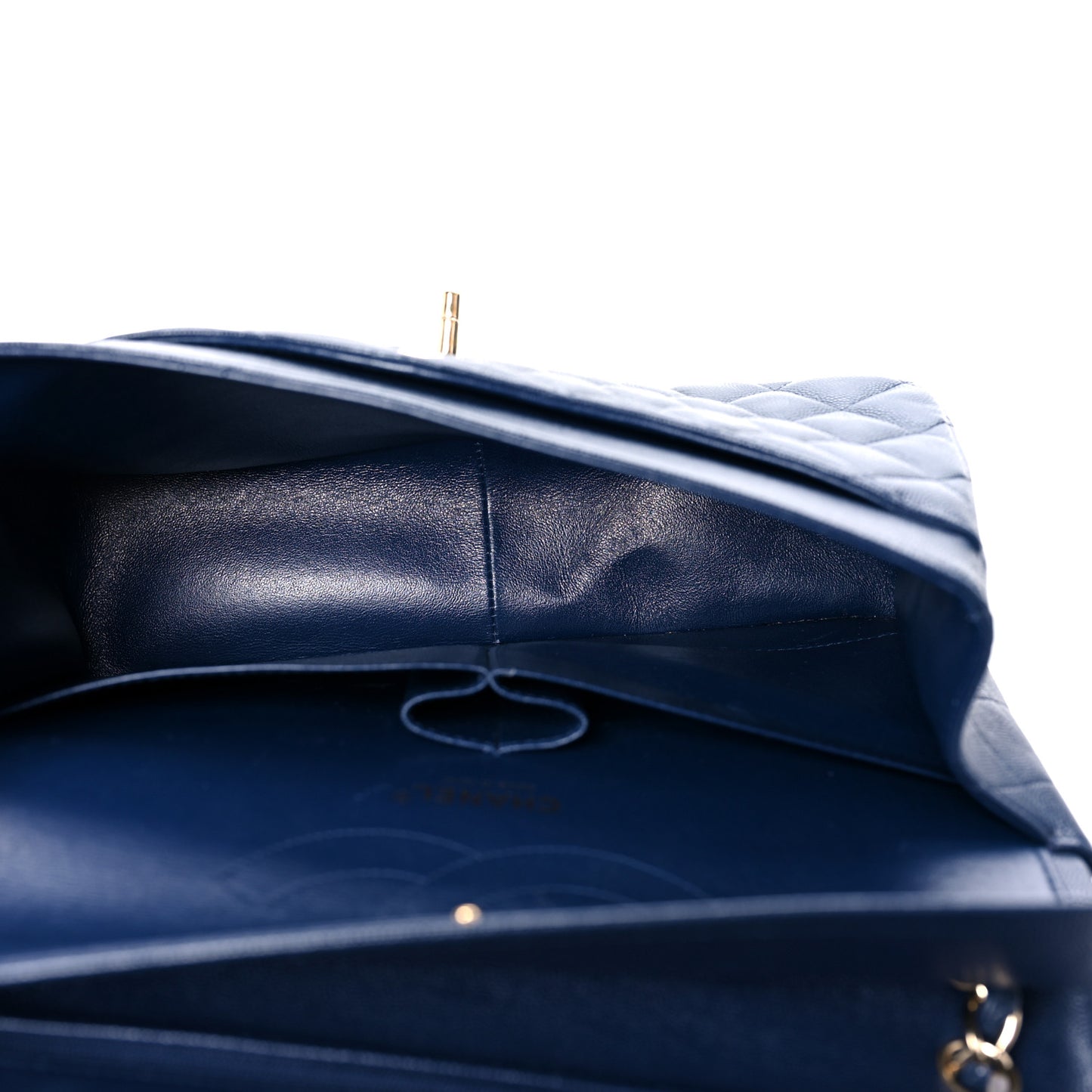 Caviar Quilted Jumbo Double Flap Blue