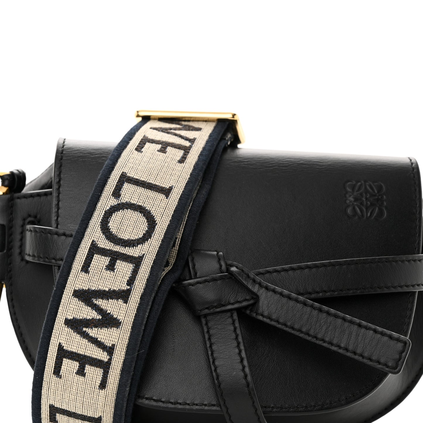 Calfskin Jacquard Mini Gate Dual Bag Black