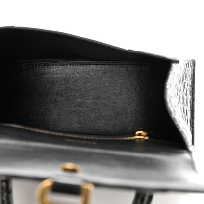 Balenciaga Shiny Calfskin Crocodile Embossed Small Hourglass Top Handle Bag Black 5 of 12