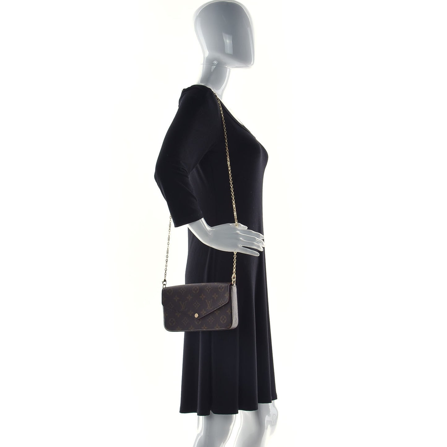 Monogram Pochette Felicie Chain Wallet Fuchsia