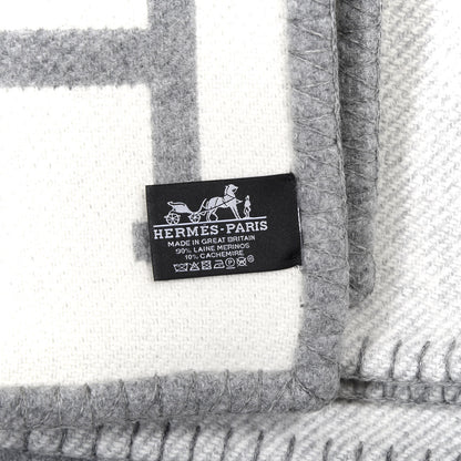 Hermes Wool Cashmere Avalon III Blanket Ecru Gris Clair 3 of 3