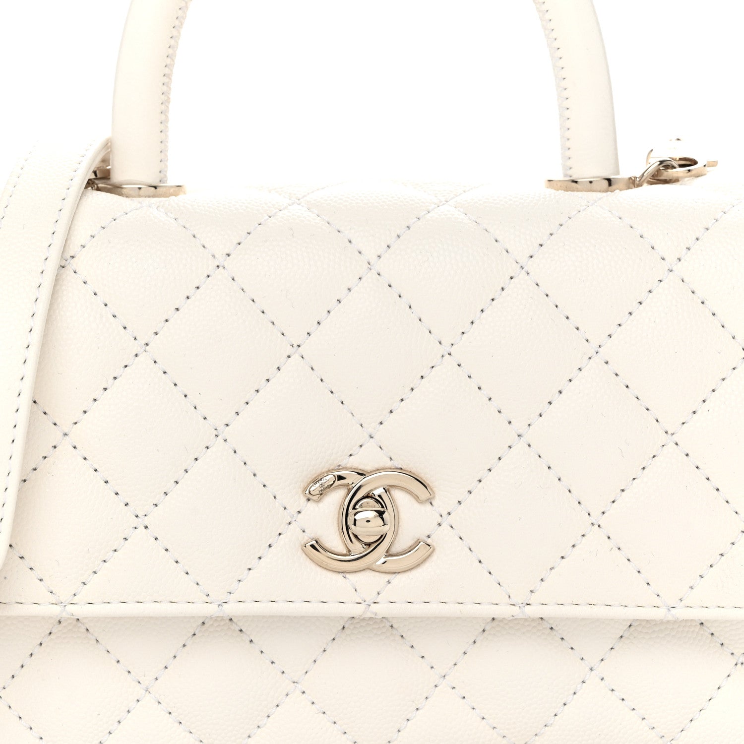Chanel Caviar Quilted Mini Coco Handle Flap White 8 of 10