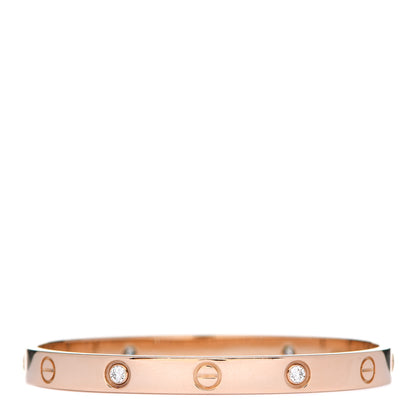 Cartier 18K Pink Gold 4 Diamond LOVE Bracelet 17 2 of 5