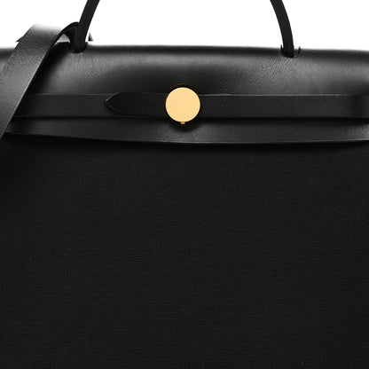 Hermes Military Toile Vache Hunter Herbag Zip Retourne 31 PM Black 9 of 12