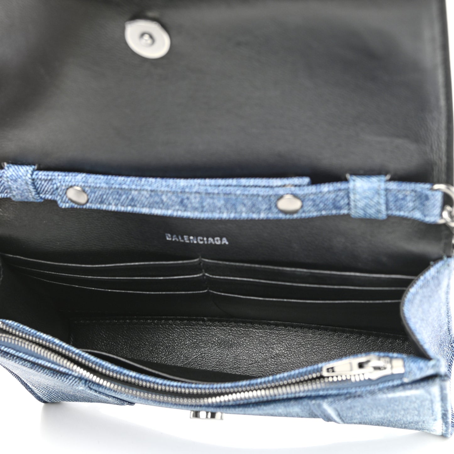 Nappa Denim Printed Hourglass Chain Bag Denim Blue