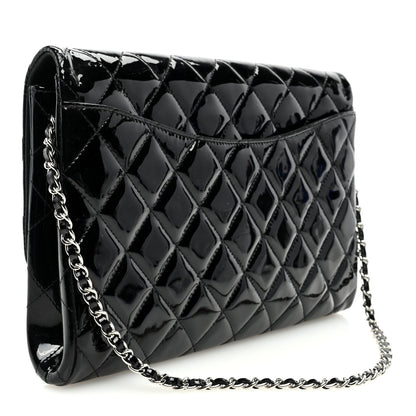 Chanel Patent Quilted Clutch with Chain Flap Black 3 of 10