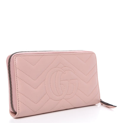 Gucci Calfskin Matelasse GG Marmont Zip Around Wallet Perfect Pink 2 of 7