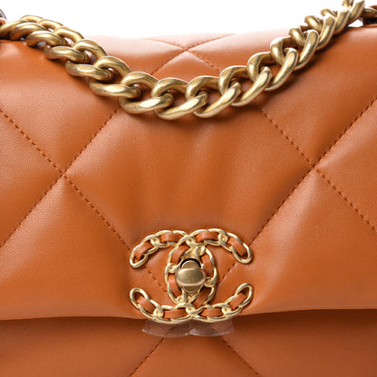 Chanel Lambskin Quilted Medium Chanel 19 Flap Light Brown 9 of 10