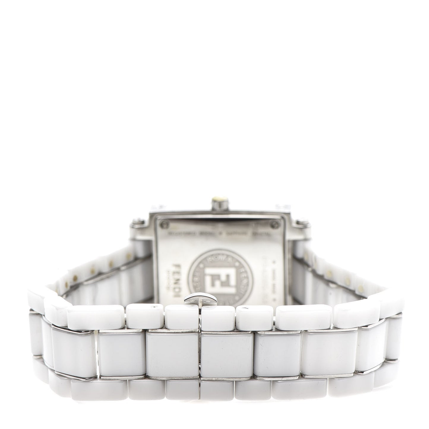 Stainless Steel Ceramic 30mm Quadro Quartz Watch White