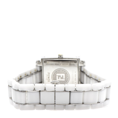 Fendi Stainless Steel Ceramic 30mm Quadro Quartz Watch White 4 of 7