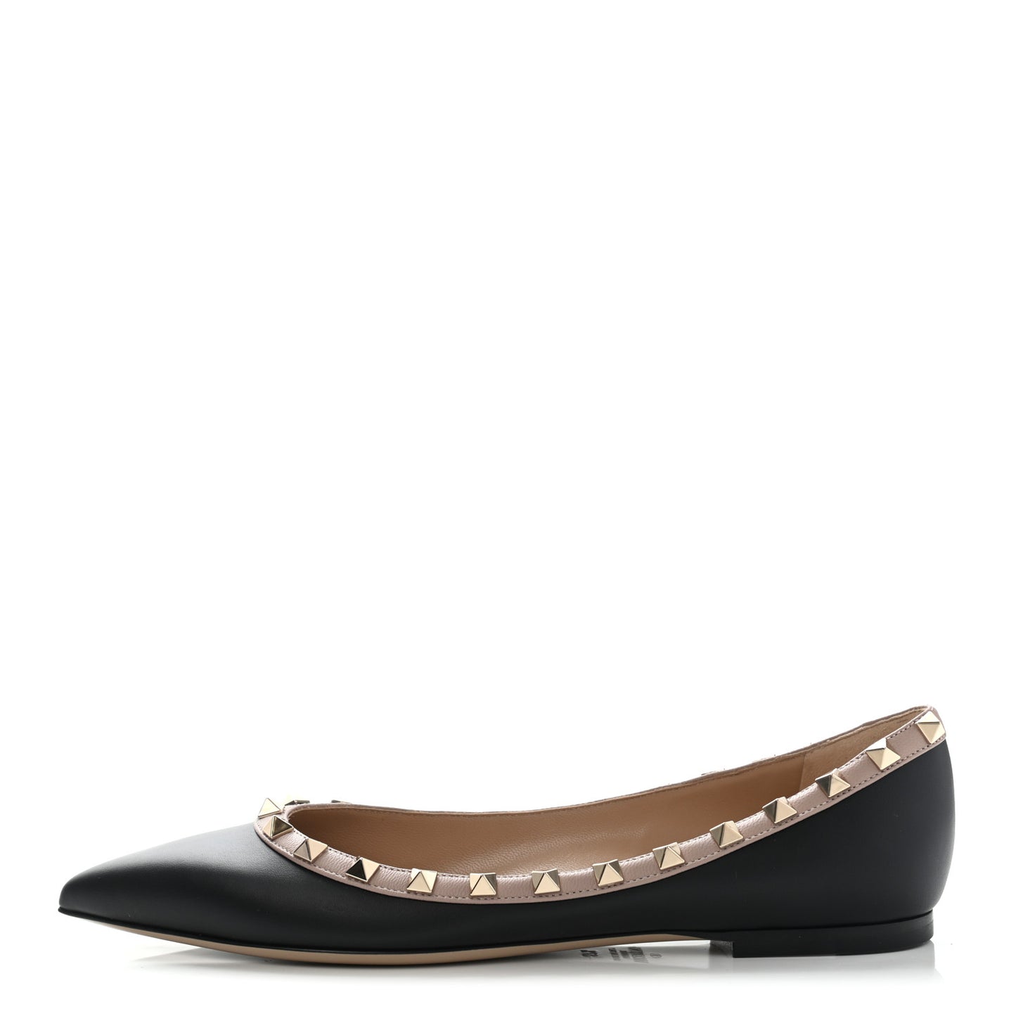 Calfskin Nappa Rockstud Ballerina Flats 37.5 Black Poudre