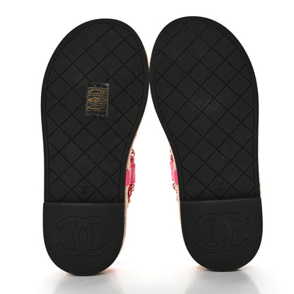 Chanel Lambskin Chain CC Thong Espadrille Sandals 35 Pink 5 of 11