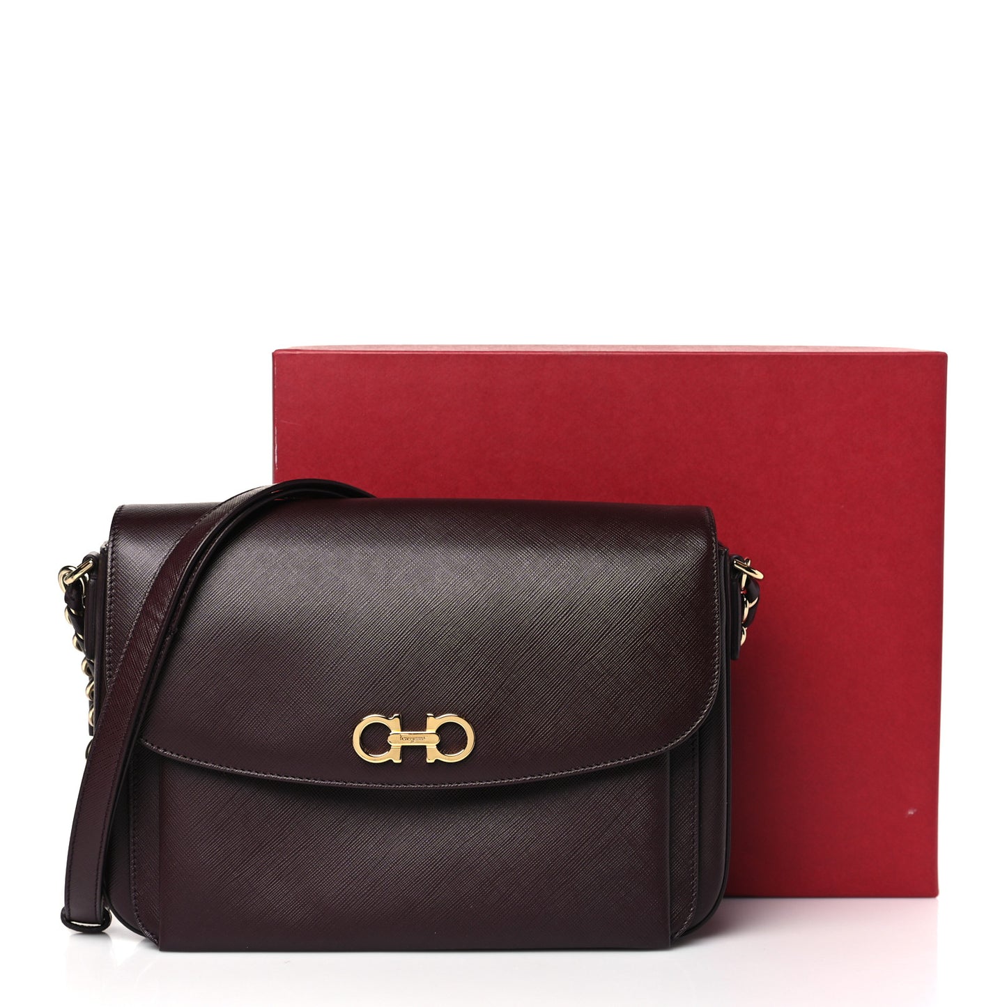 Saffiano Sandrine Shoulder Bag Rouge Black
