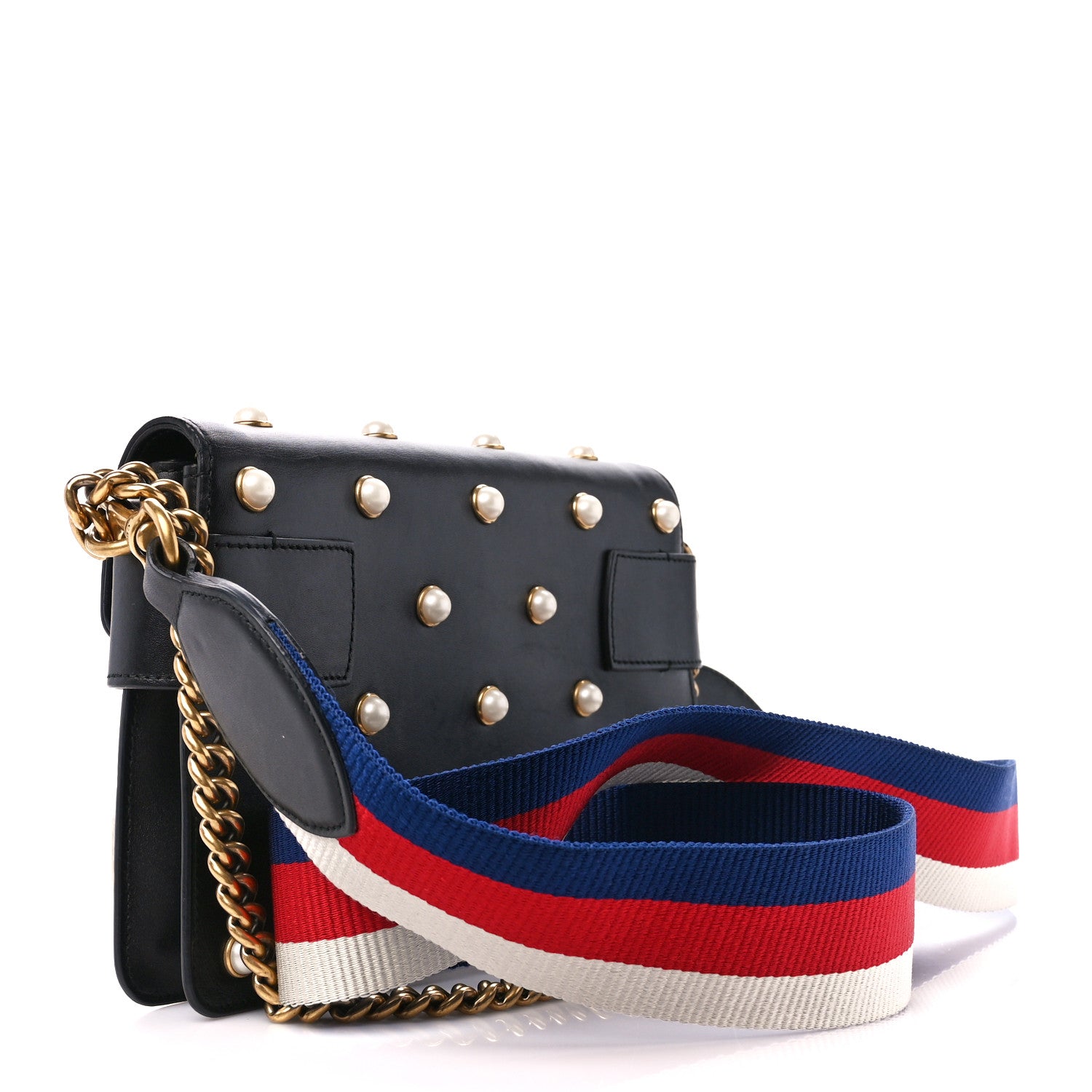 Gucci Nappa Pearl Studded Mini Queen Margaret Broadway Shoulder Bag Black 3 of 11