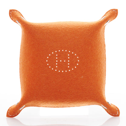 Hermes Taurillon Clemence Felt Bridge Mises et Relances Change Tray Orange Rouge H 1 of 9