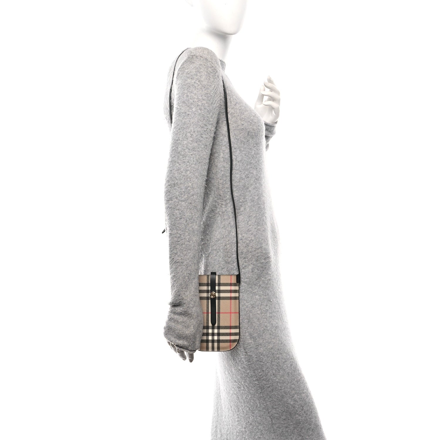 Burberry E-Canvas Calfskin Vintage Check Anne Phone Case With Strap Archive Beige 2 of 10