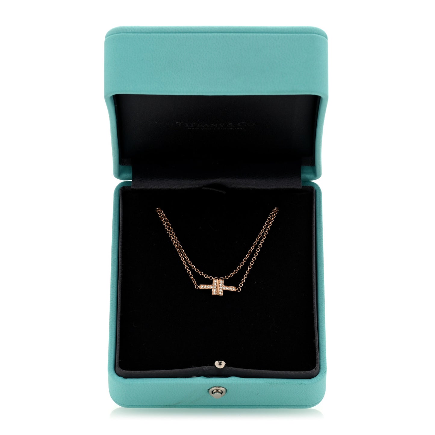 18K Rose Gold Diamond T Double Chain Bracelet