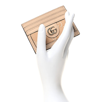 Gucci Monogram Textured Dollar Calfskin Ophidia Card Holder Light Beige Denim 2 of 7