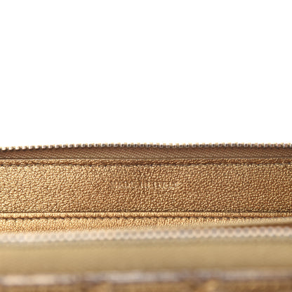 Chanel Metallic Lambskin Quilted Diamond CC Zip Around Wallet Gold 9 of 10