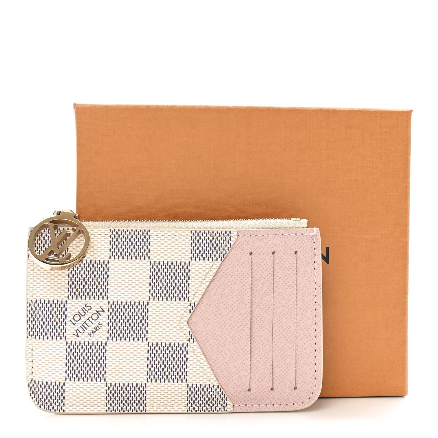 Damier Azur Zipped Romy Card Holder  Rose Ballerine