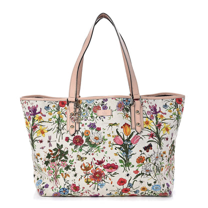 Gucci Canvas Flora Floral Medium Jolicoeur Tote White 1 of 9