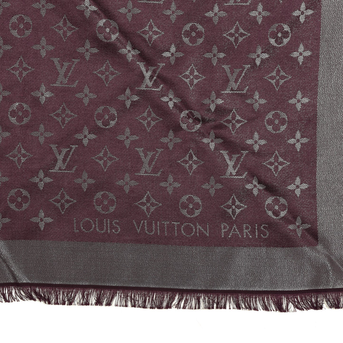 Silk Lurex Wool Monogram Shine Shawl Amarante