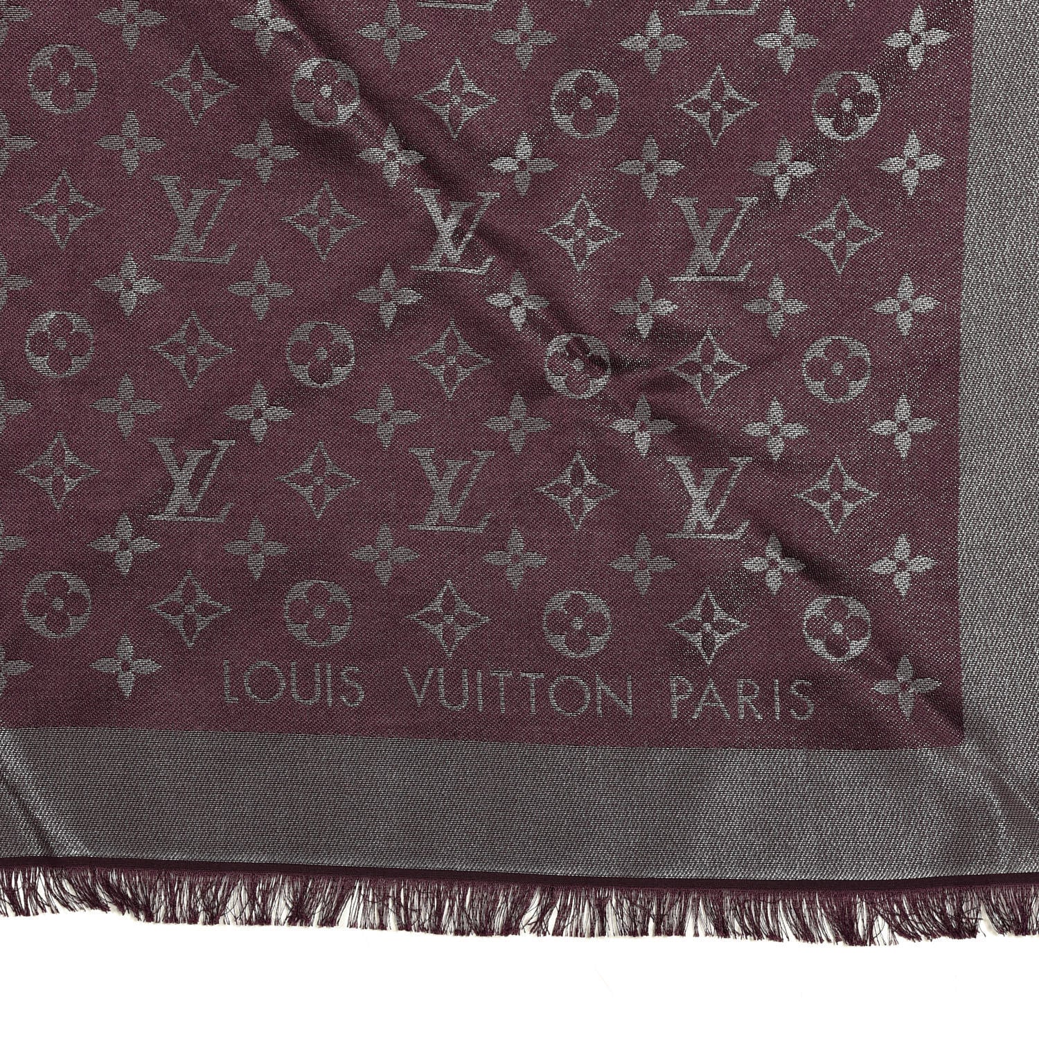 Louis Vuitton Silk Lurex Wool Monogram Shine Shawl Amarante 2 of 3