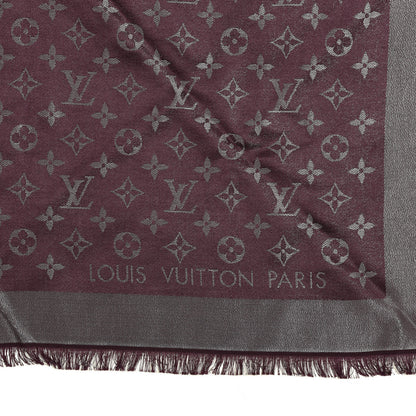 Louis Vuitton Silk Lurex Wool Monogram Shine Shawl Amarante 2 of 3