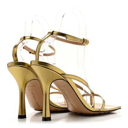 Bottega Veneta Lambskin Stretch Multi Strap 90mm Sandals 37.5 Gold 5 of 9