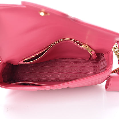 Prada Soft Calfskin Impunture Diagramme Medium Chain Flap Shoulder Bag Magenta 5 of 9