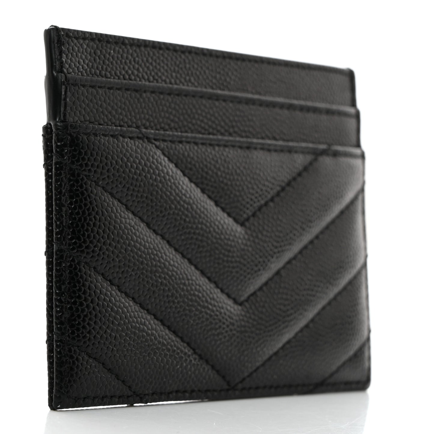 Grain De Poudre Matelasse Chevron Monogram Credit Card Case Black