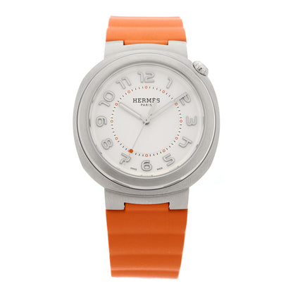 Hermes Stainless Steel Rubber 36mm Cut Automatic Watch Orange 1 of 5